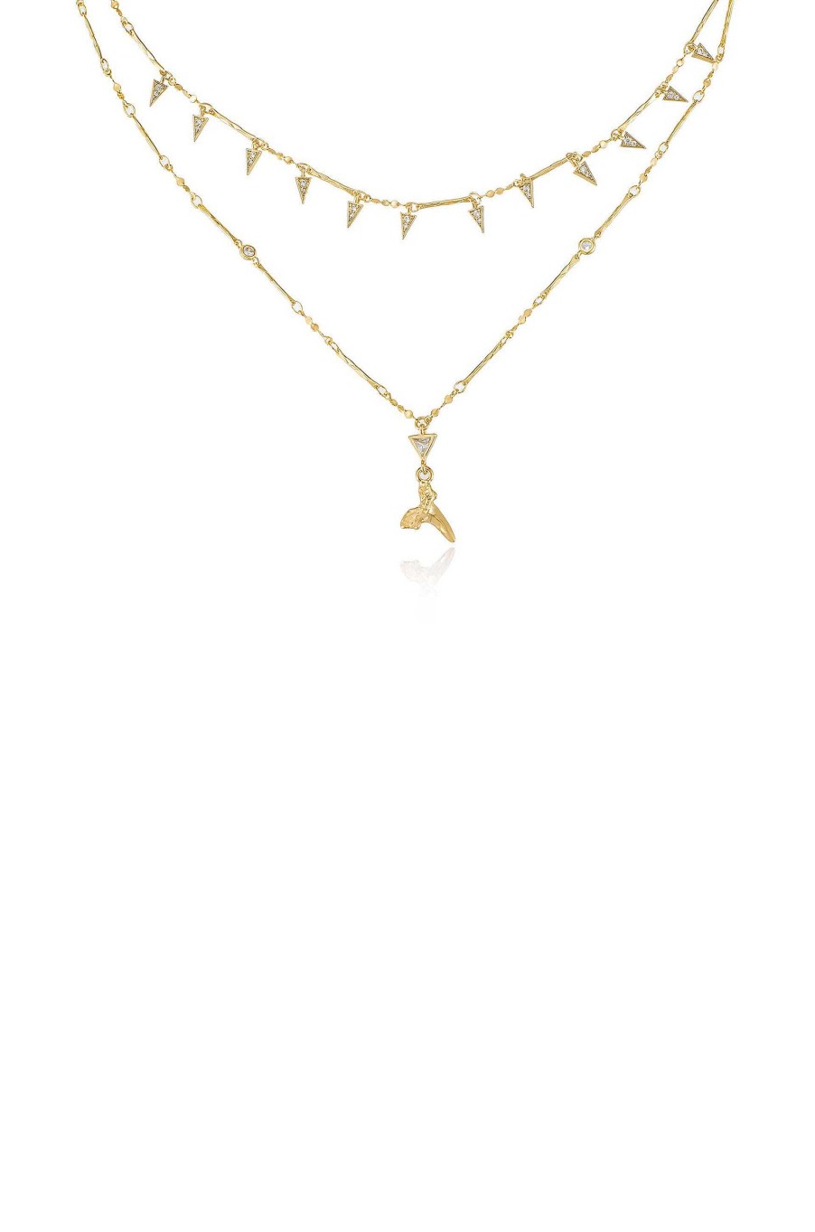 Necklaces Ettika | Layered Shark Tooth 18K Gold Plated Necklace