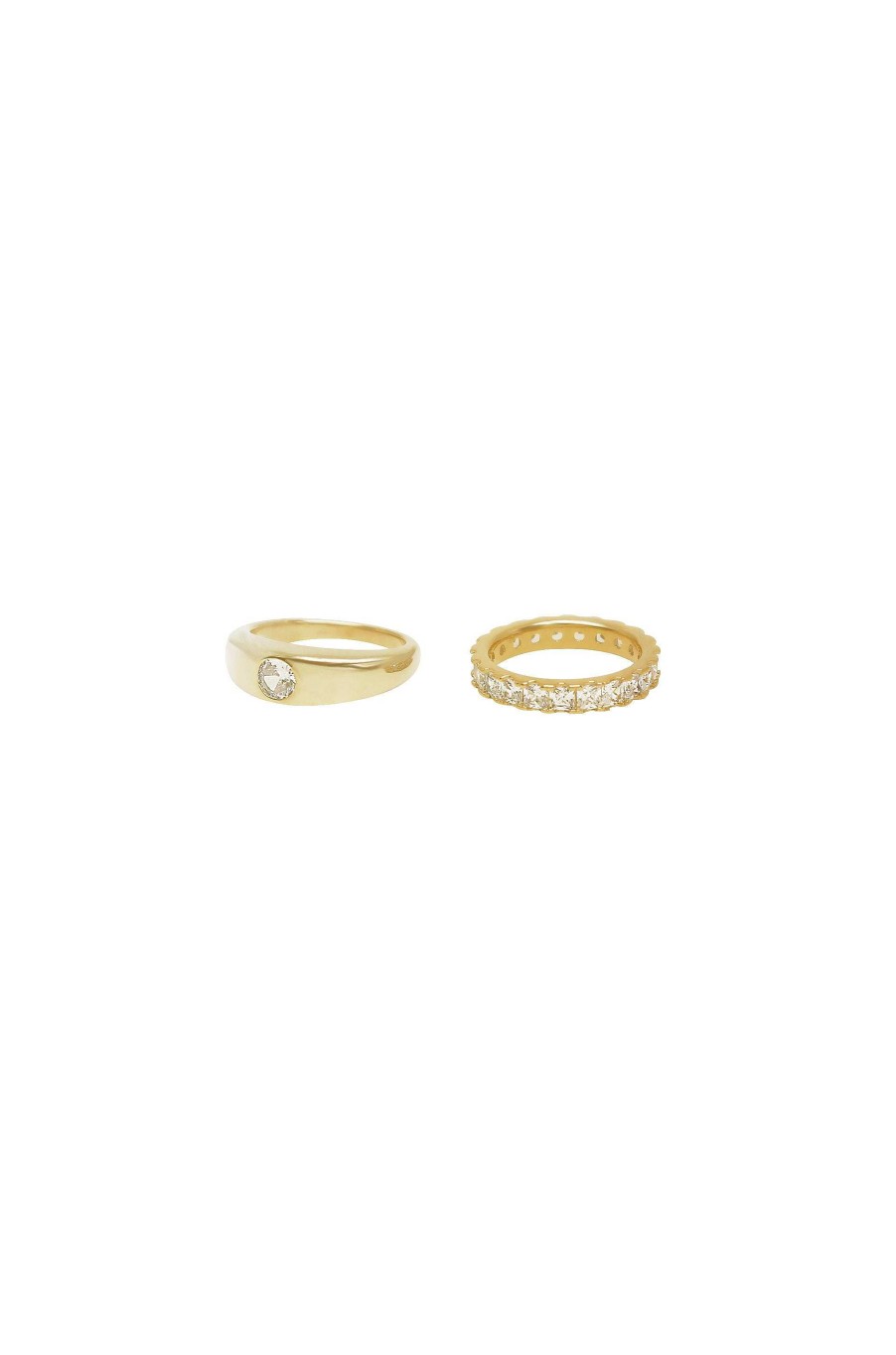 Rings Ettika | Simple Touch Crystal & 18K Gold Plated Ring Set