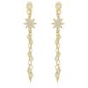 Earrings Ettika | Starburst Crystal Chain Dangle 18K Gold Plated Earrings