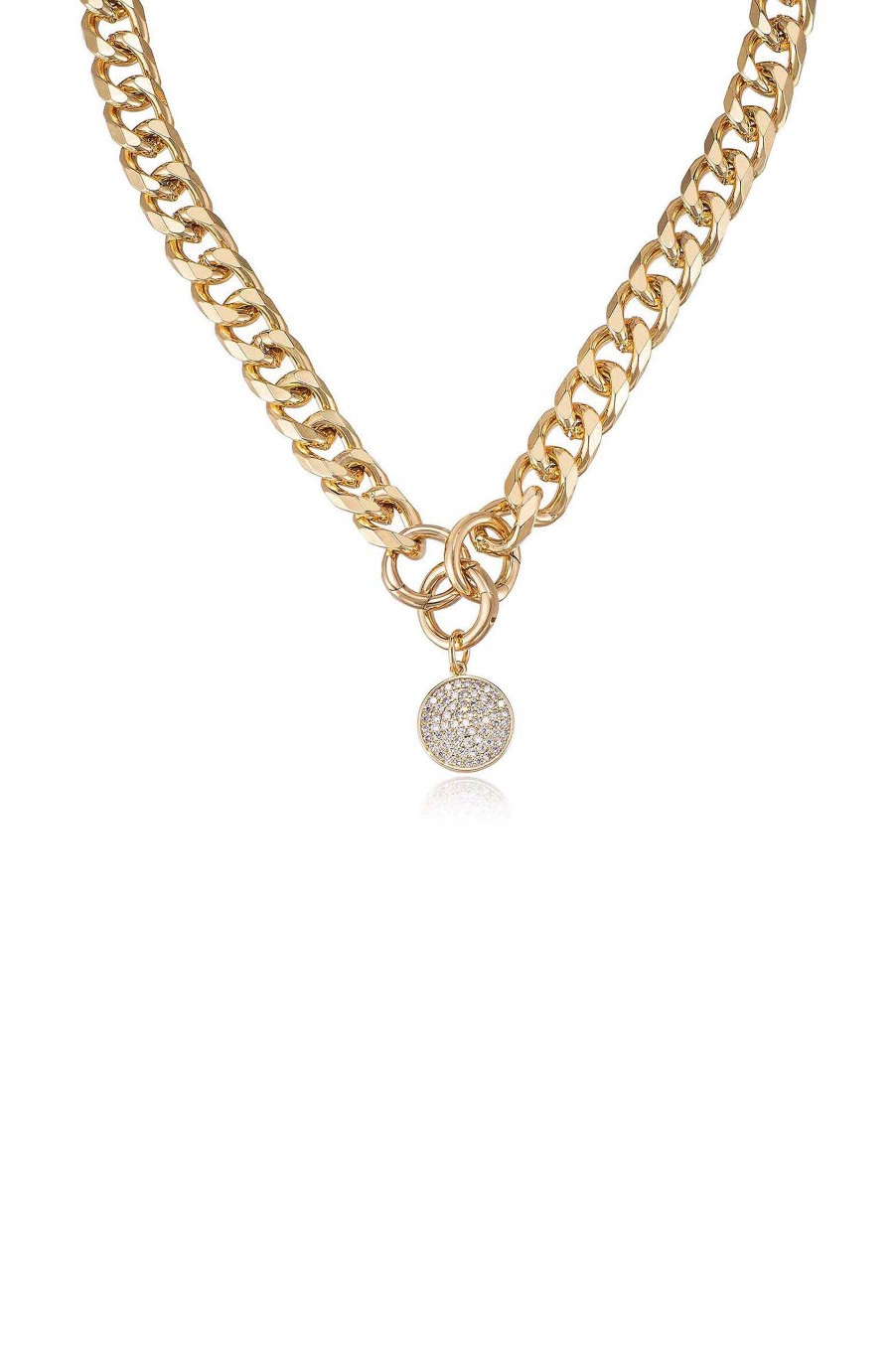 Necklaces Ettika | Crystal Disc Charm And 18K Gold Plated Chain Necklace