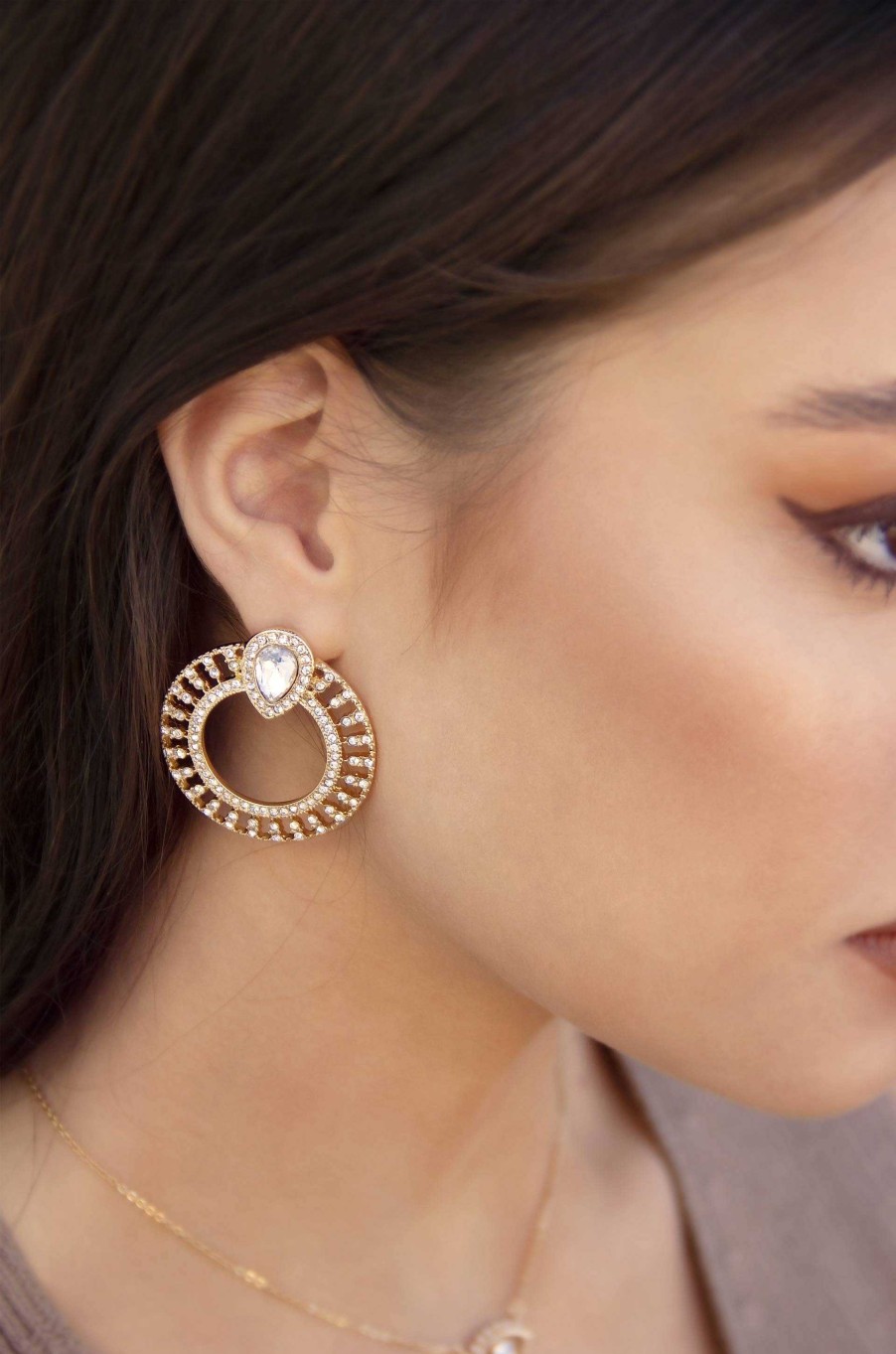 Earrings Ettika | Glitter And Shine 18K Gold Plated Circle Earrings