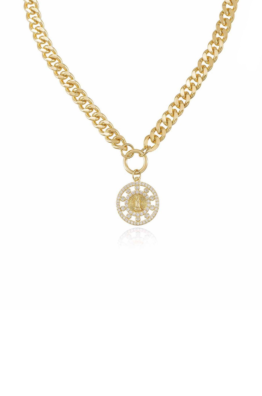 Necklaces Ettika | Crystal Pendant 18K Gold Plated Chain Link Necklace