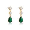 Earrings Ettika | Private Soiree 18K Gold Plated Emerald Dangle Earrings