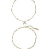 Anklets Ettika | Blue Third Eye & Crystal Horn 18K Gold Plated Anklet Set Of 2