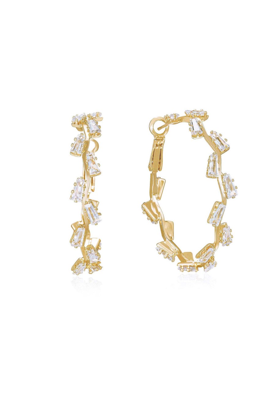 Earrings Ettika | Zig Zag Crystal Baguette Hoop Earrings