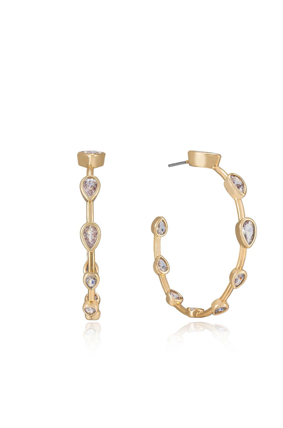 Earrings Ettika | Beauty Bezel Crystal 18K Gold Plated Hoop Earrings