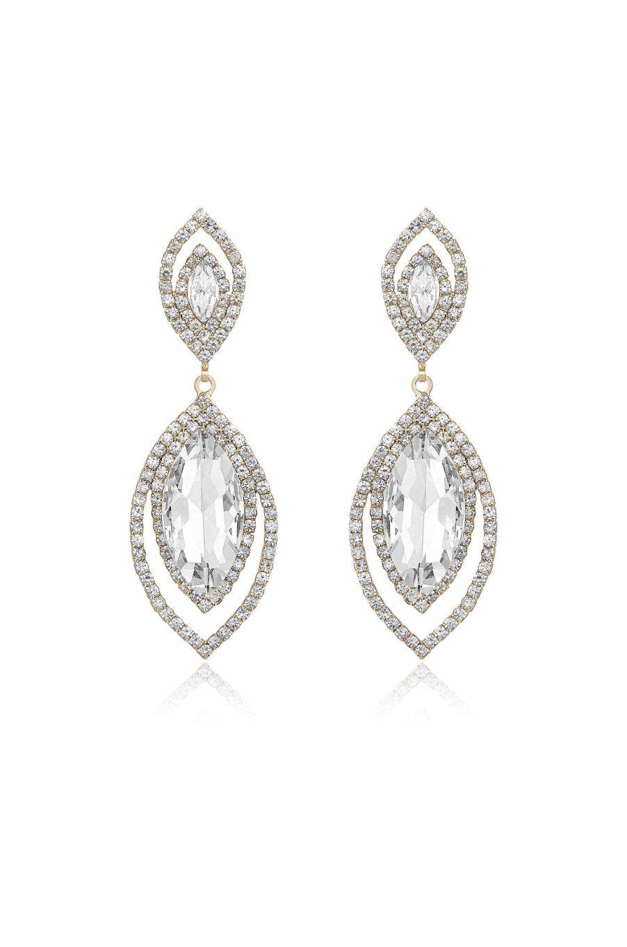 Earrings Ettika | Timeless Crystal 18K Gold Plated Dangle Earrings