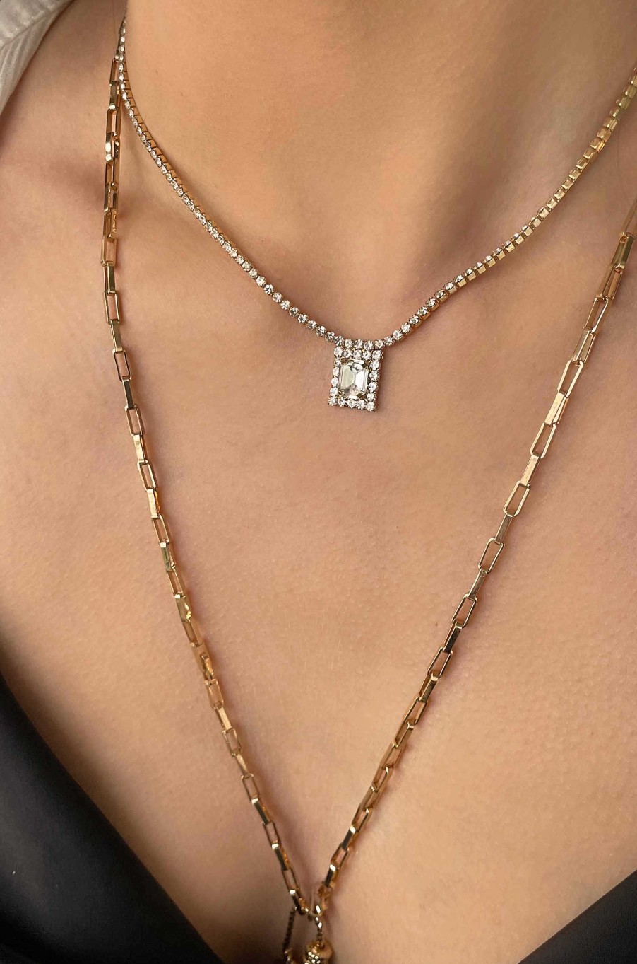 Necklaces Ettika | Minimal Crystal 18K Gold Plated Adjustable Necklace