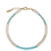 Anklets Ettika | Ocean Tide 18K Gold Plated Anklet In Turquoise And White