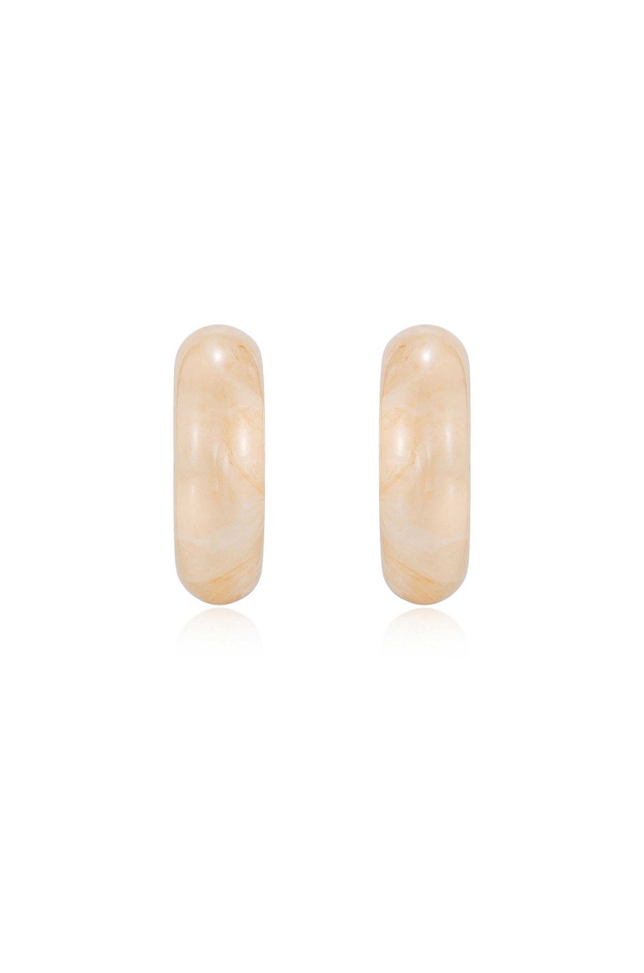 Earrings Ettika | Beige Resin & Pearl 18K Gold Plated Chunky Hoops