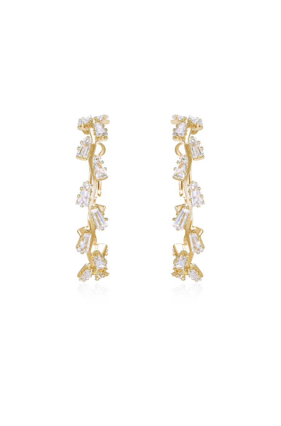 Earrings Ettika | Zig Zag Crystal Baguette Hoop Earrings