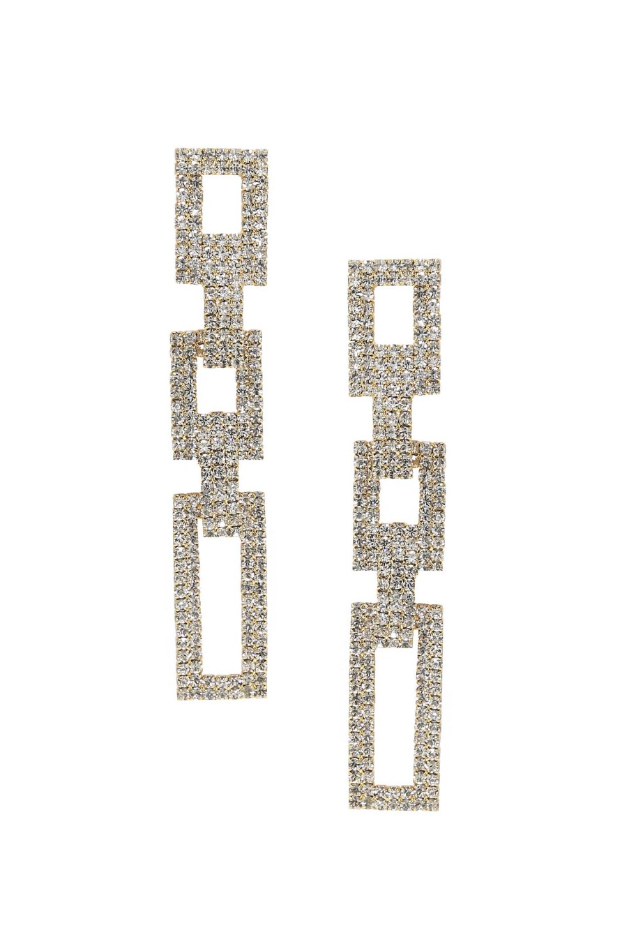 Earrings Ettika | Crystal Rectangle Chain Link 18K Gold Plated Earrings