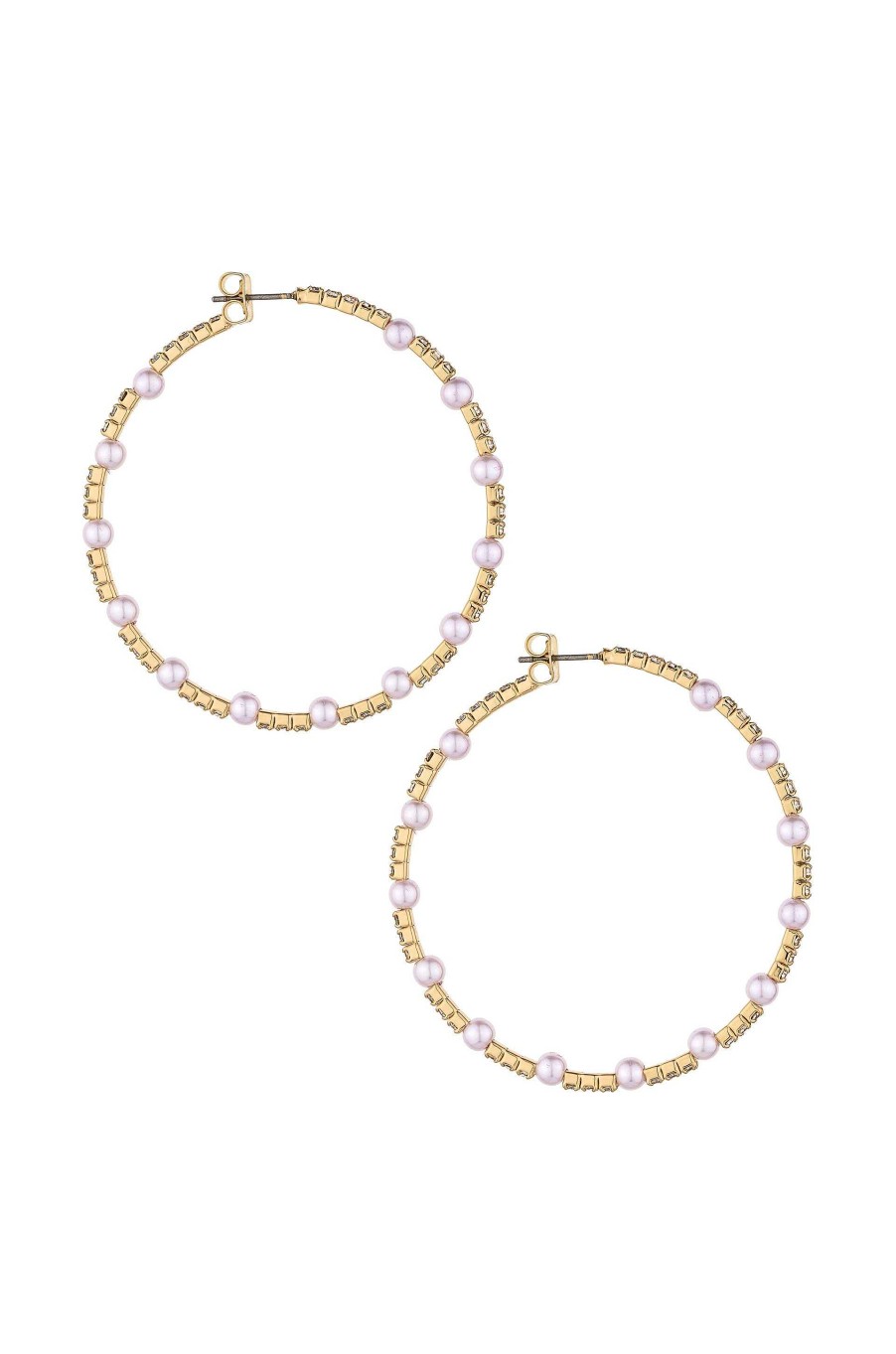 Earrings Ettika | A Mermaid'S Pearl And Crystal Dotted 18K Gold Plated Hoop Earrings