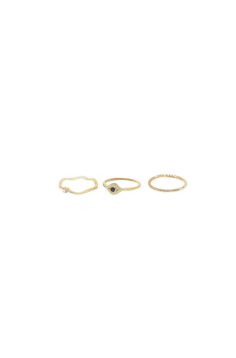 Rings Ettika | Dainty Crystal Trio 18K Gold Plated Ring Set