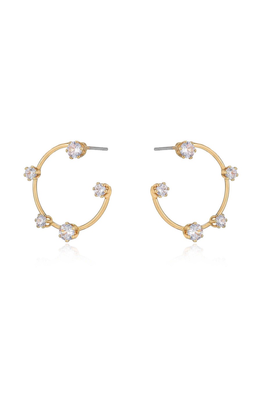 Earrings Ettika | Celestial Small Wire & Crystal Ring 18K Gold Plated Earrings