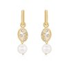 Earrings Ettika | Mini Pearl And Crystal Disc 18K Gold Plated Dangle Earrings