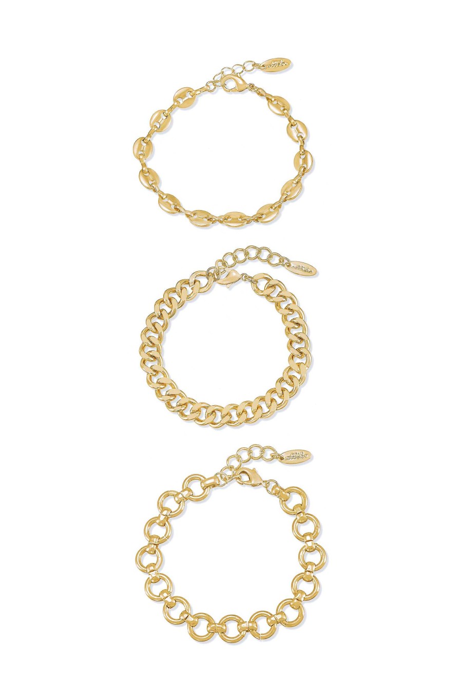 Bracelets Ettika | Might & Chain 18Kt Gold Plated Bracelet Set