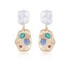 Earrings Ettika | Rainbow Crystal Nugget & Pearl 18K Gold Plated Earrings