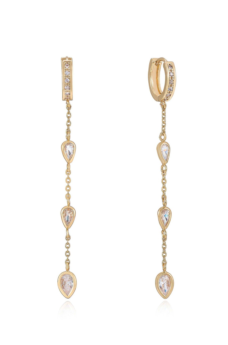 Earrings Ettika | Bezel Crystal Huggie Hoop 18K Gold Plated Dangle Earrings