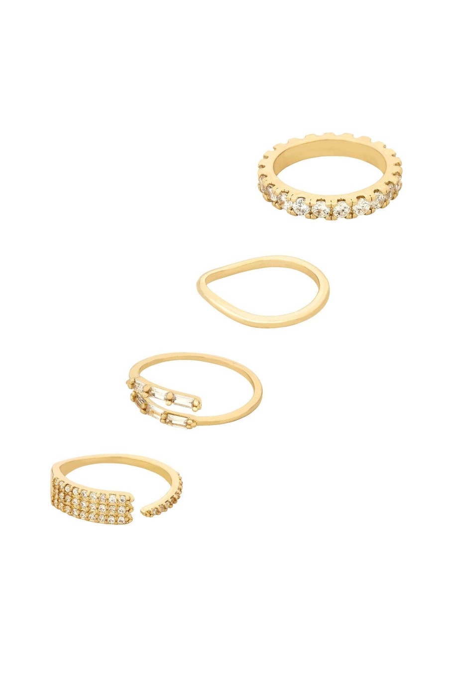 Rings Ettika | Crystal Lovers 18K Gold Plated Ring Set