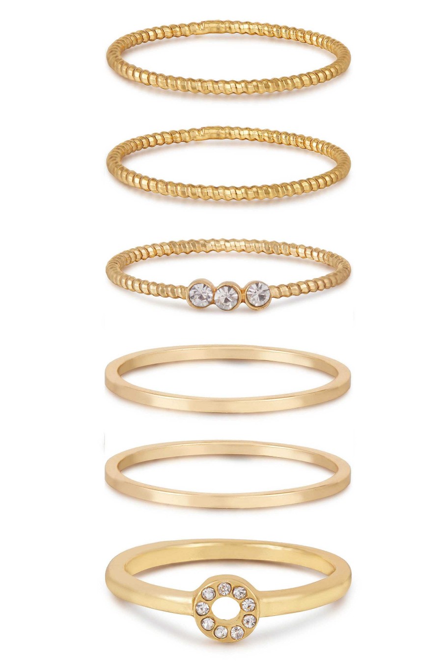 Rings Ettika | Dainty 18K Gold Plated Stacking Ring Set Of 6