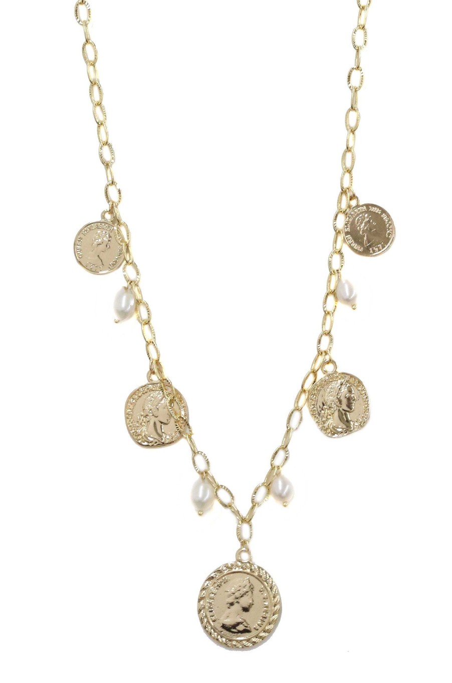 Necklaces Ettika | Treasure Hunter 18K Gold Plated Coin And Pearl Necklace