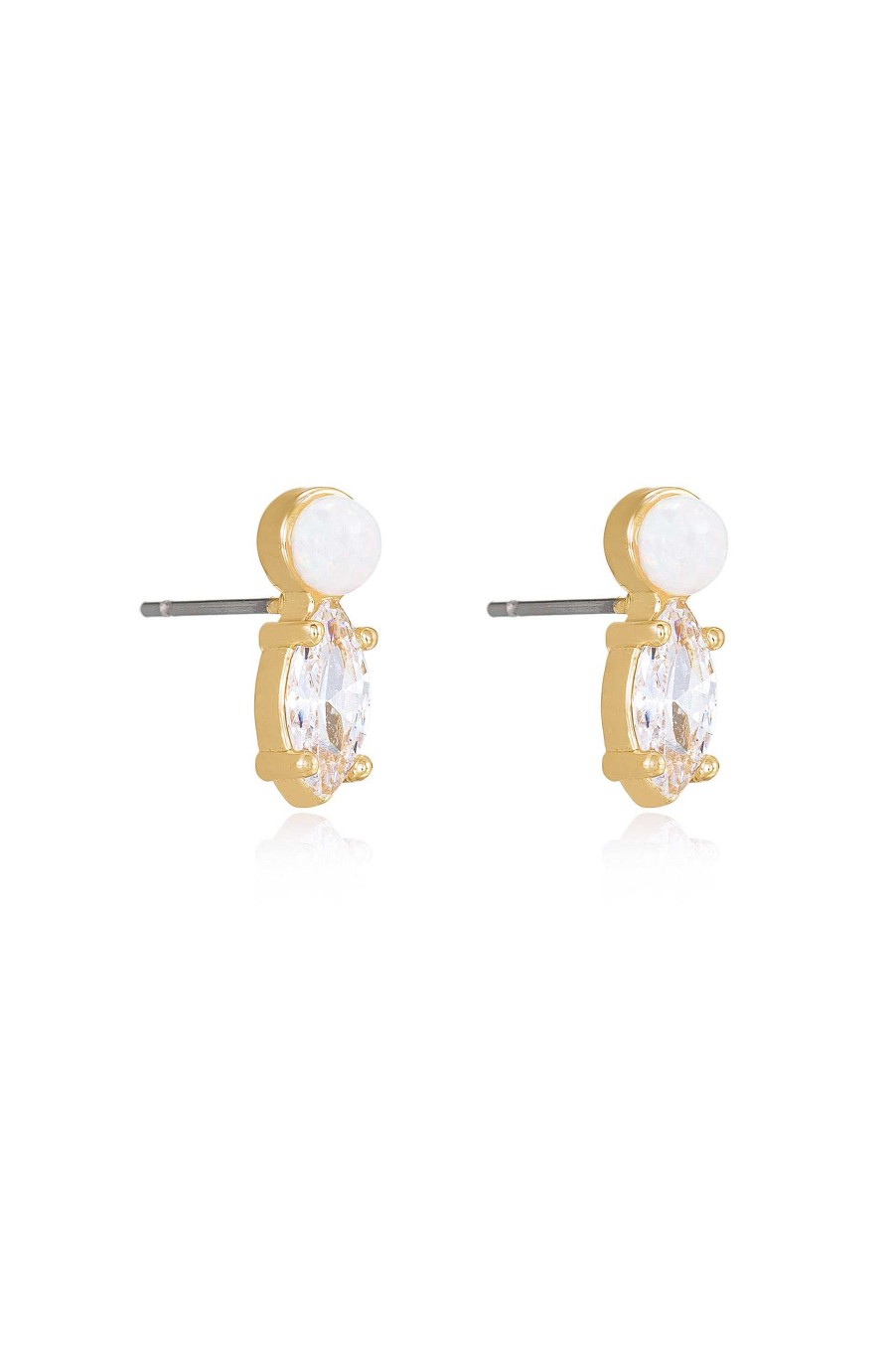 Earrings Ettika | Catch Their Eye Opal & Crystal Stud 18K Gold Plated Drop Earrings