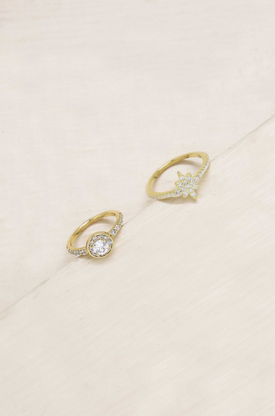 Rings Ettika | Star Studded Crystal 18K Gold Plated Ring Set