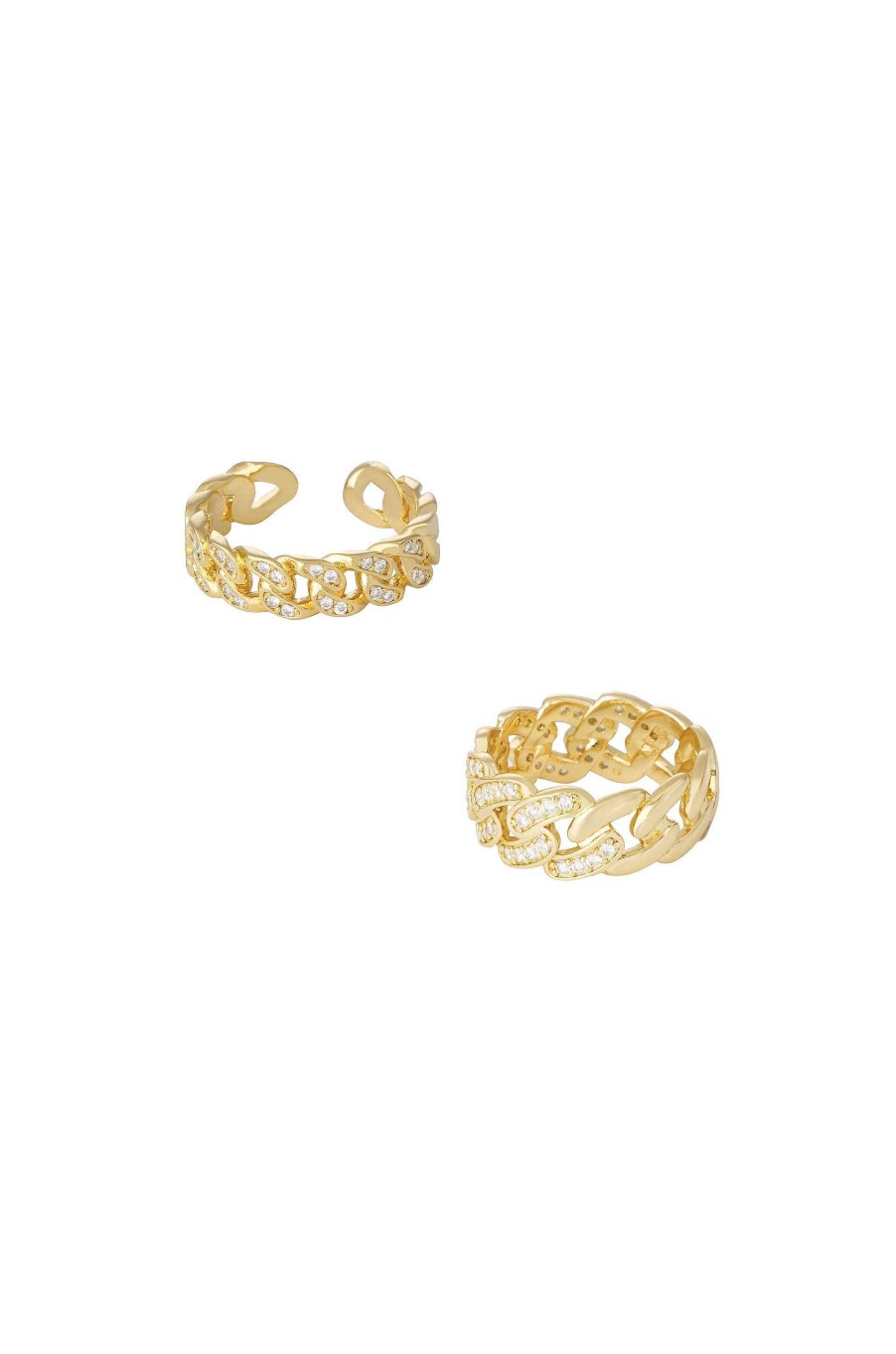 Rings Ettika | Crystal Interlinked 18K Gold Plated Ring Set Of 2