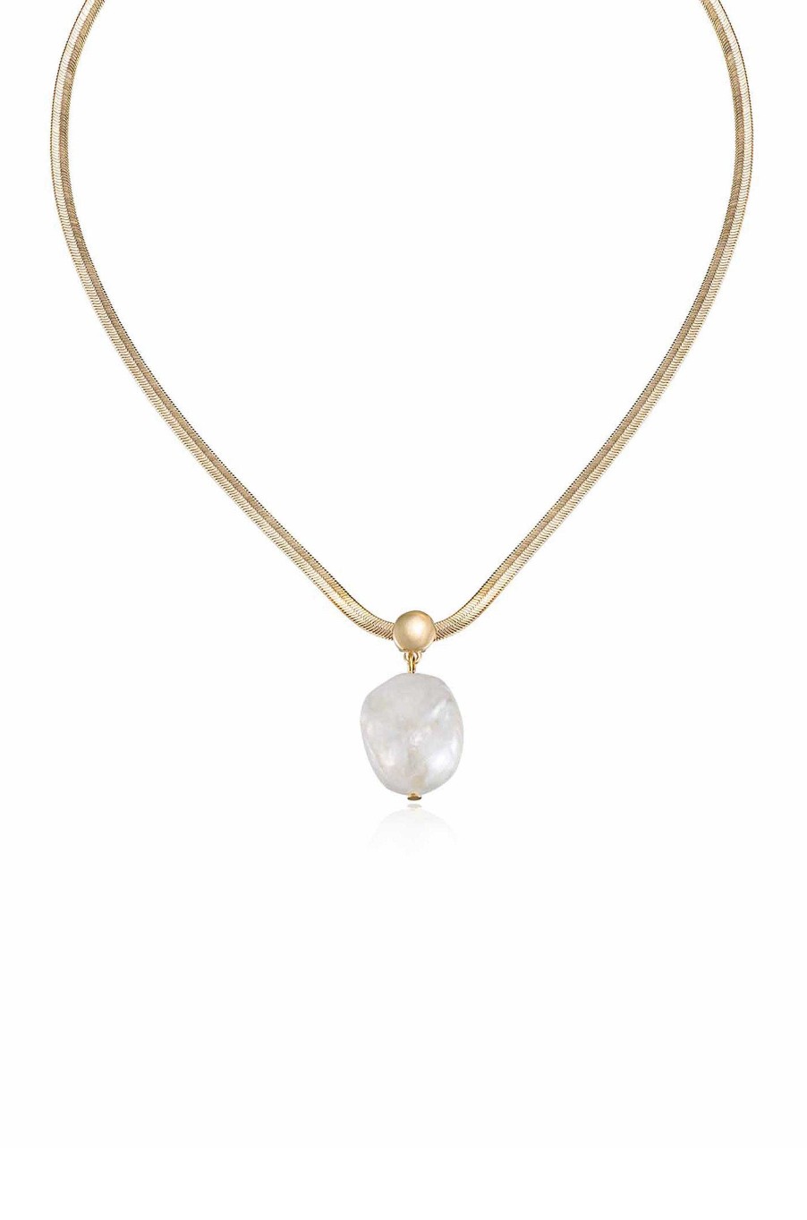 Necklaces Ettika | Baroque Pearl Pendant 18K Gold Plated Snake Chain Necklace