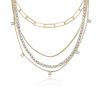 Necklaces Ettika | Mixed 18K Gold Plated Chain And Crystal Necklace Set