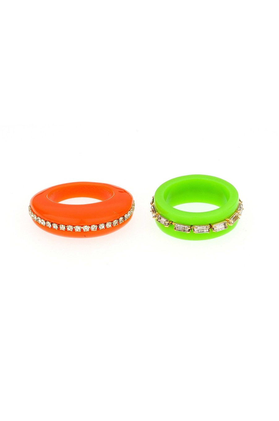 Rings Ettika | Neon Days Orange And Green Resin Ring Set