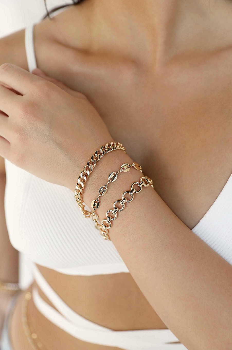 Bracelets Ettika | Might & Chain 18Kt Gold Plated Bracelet Set