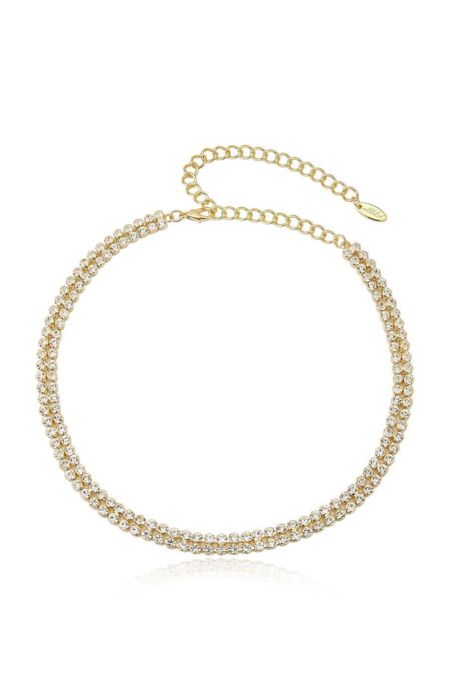 Necklaces Ettika | Two Rows Of Crystal Sparkle 18K Gold Plated Choker