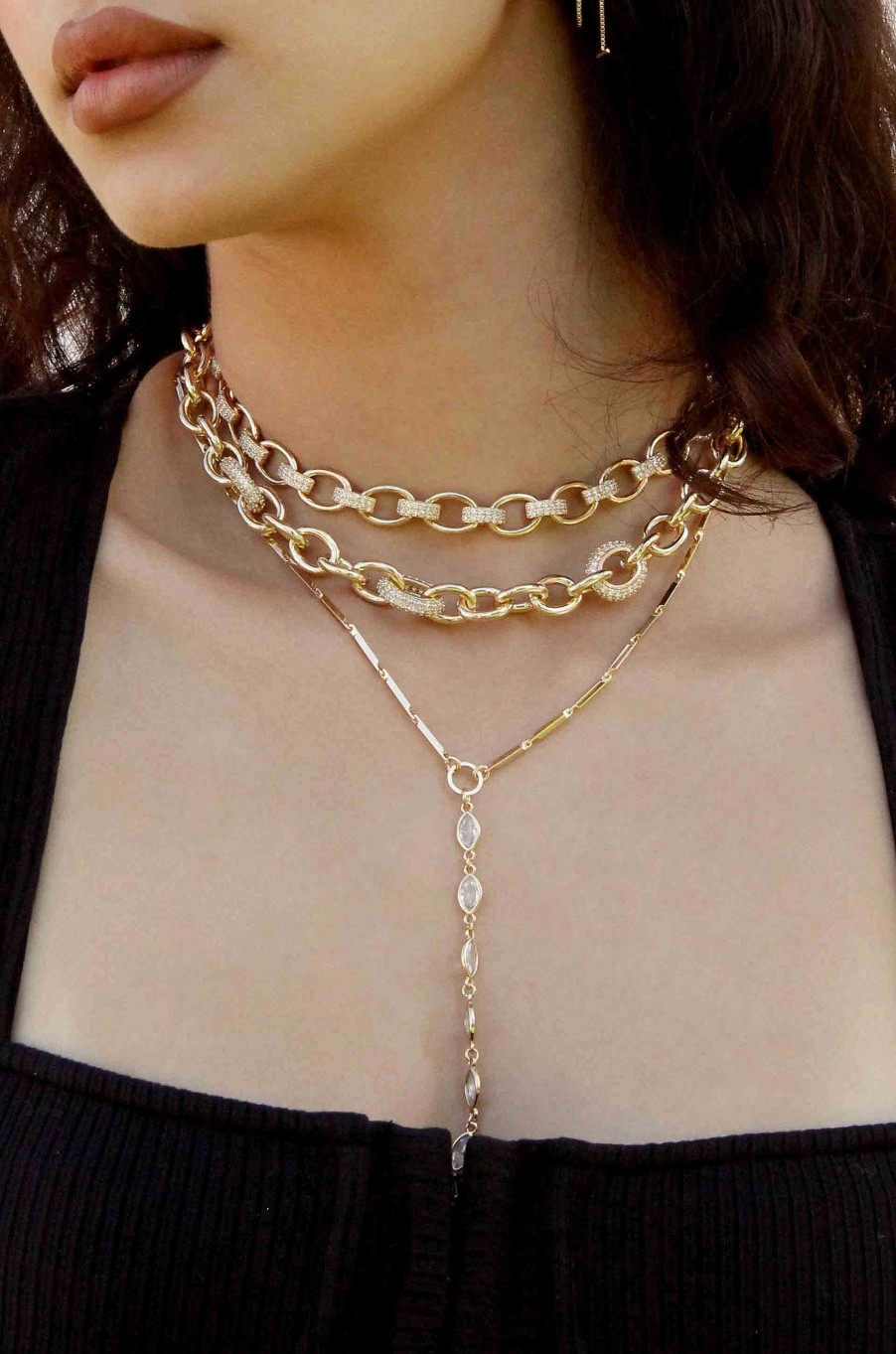 Necklaces Ettika | Empowered Crystal & 18K Gold Plated Chain Link Necklace