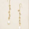 Earrings Ettika | Delicate Dangle Freshwater Pearl 18K Gold Plated Earrings