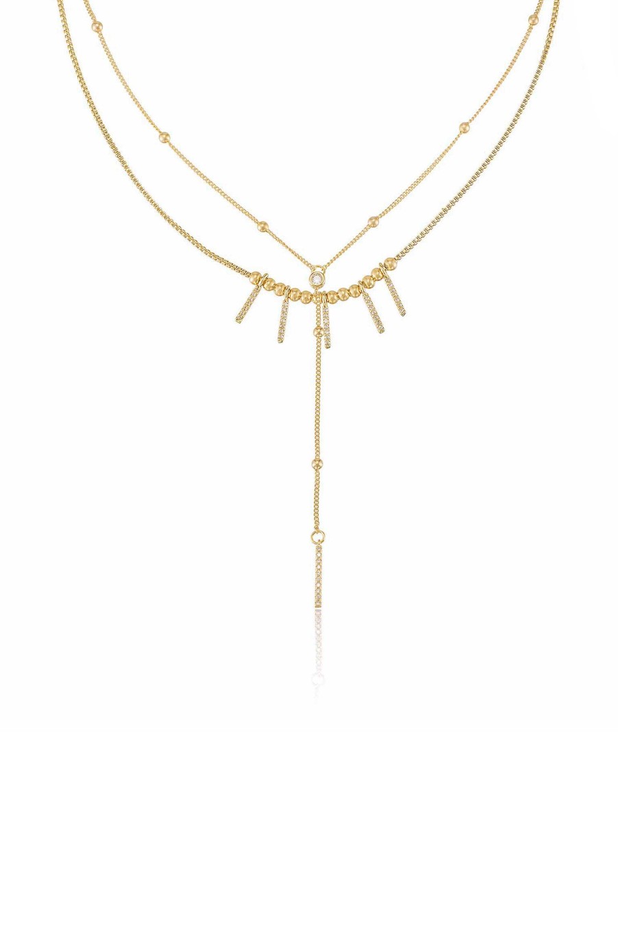 Necklaces Ettika | Crystal Landslide Lariat 18K Gold Plated Layered Necklace Set