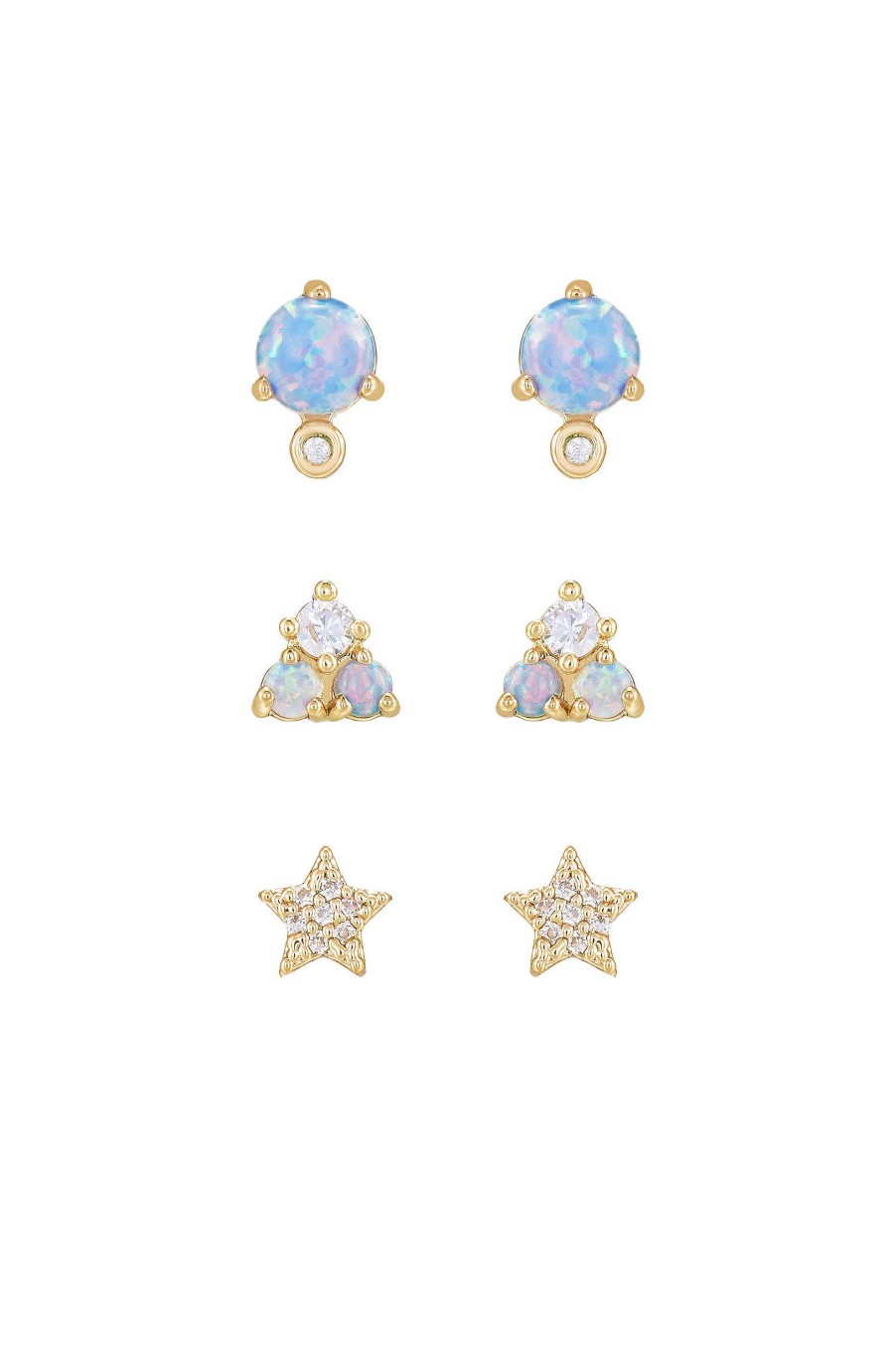 Earrings Ettika | Blue Opal And Crystal Celestial 18K Gold Plated Earring Set