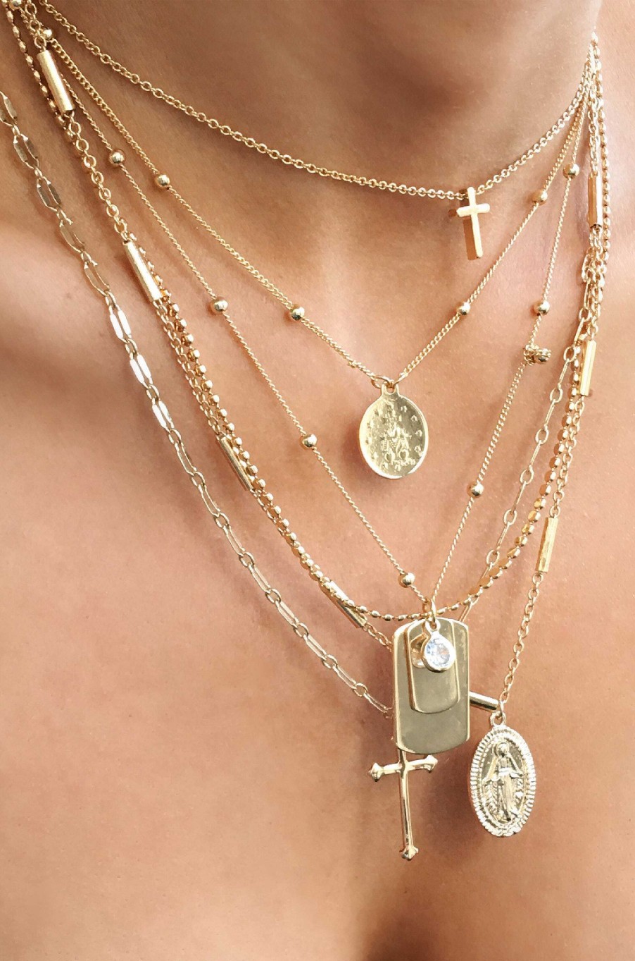 Necklaces Ettika | Like A Prayer Layered Cross And Coin Necklace