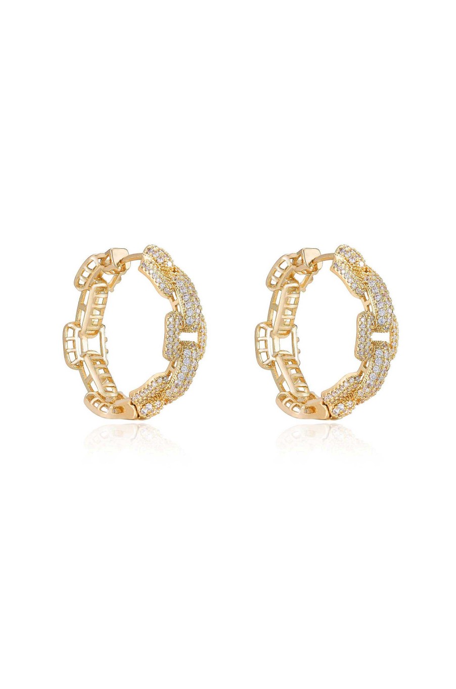 Earrings Ettika | Crystal Chain Link Hoops