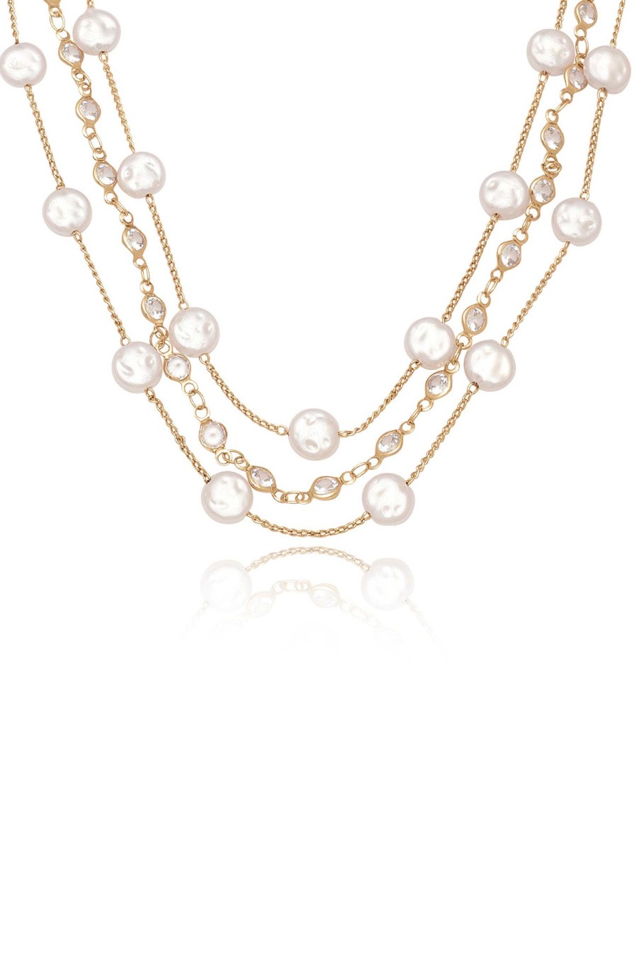 Necklaces Ettika | Dressed In Pearls Layered 18K Gold Plated Necklace