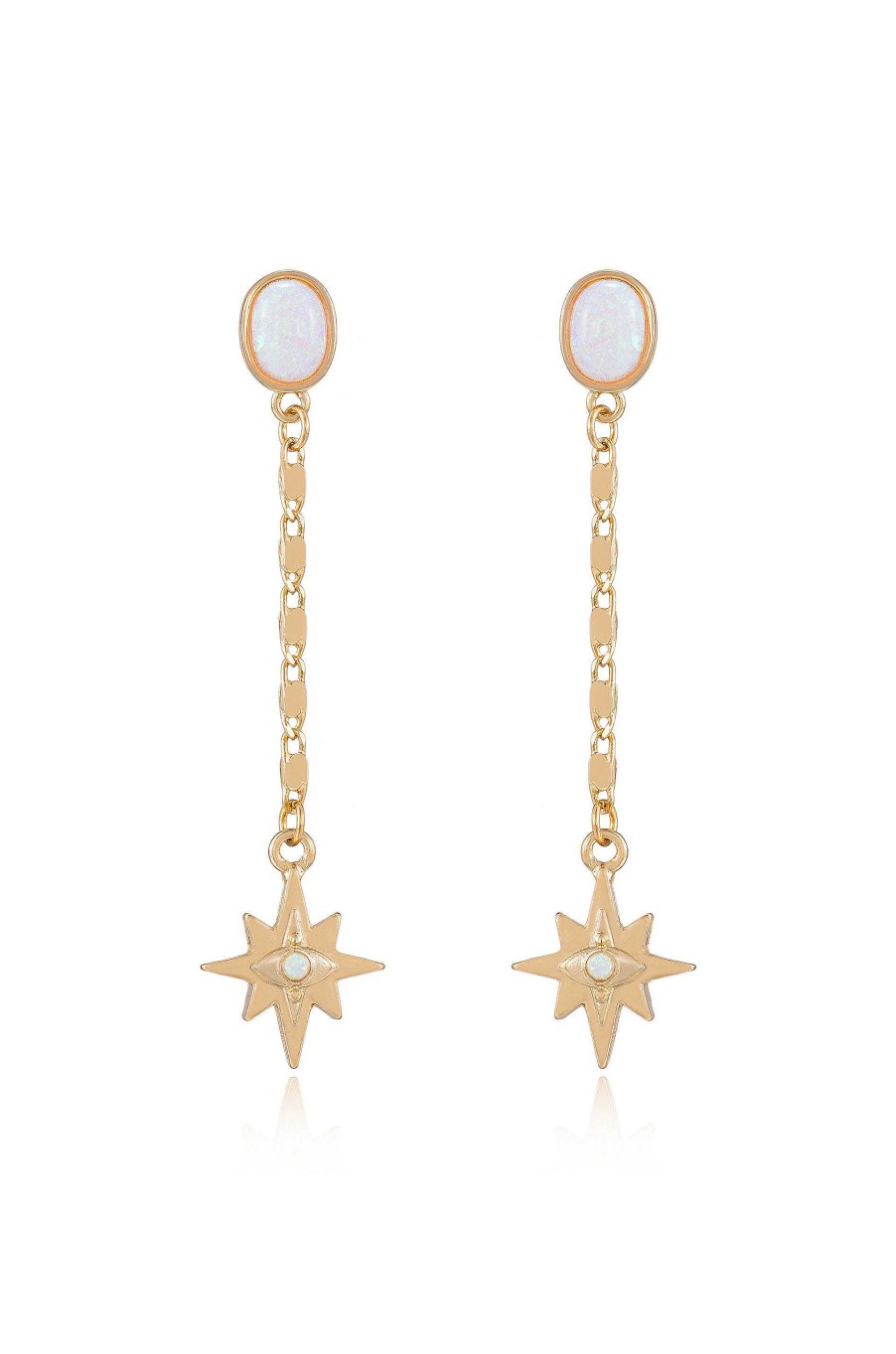 Earrings Ettika | Celestial Opal 18K Gold Plated Star Drop Earrings