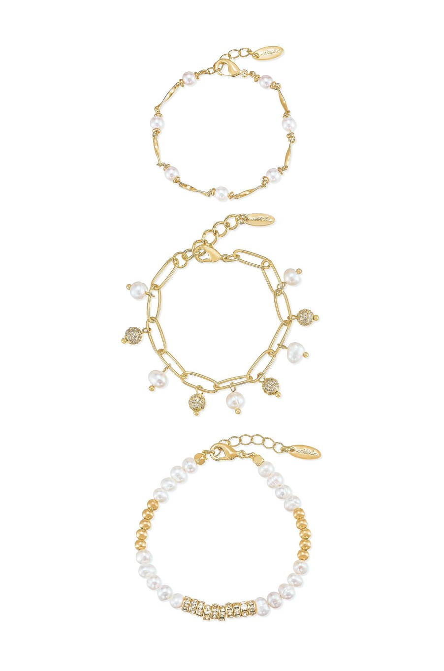 Bracelets Ettika | Pearl Party 18K Gold Plated Bracelet Set Of 3