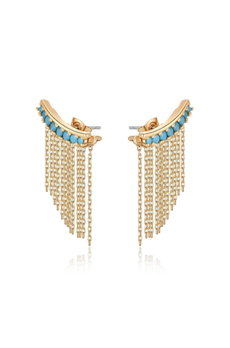 Earrings Ettika | Turquoise Crystal 18K Gold Plated Ear Crawler