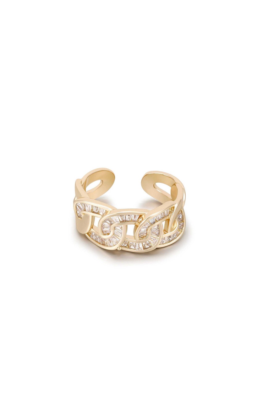 Rings Ettika | Adjustable Crystal 18Kt Gold Plated Link Ring