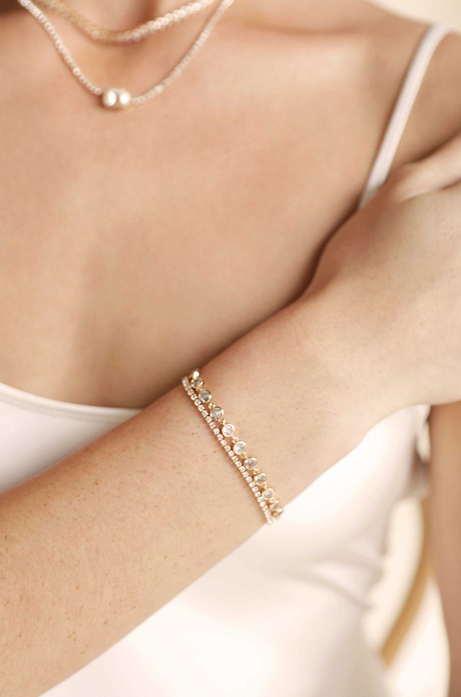 Bracelets Ettika | Everyday Crystal 18K Gold Plated Link Bracelet