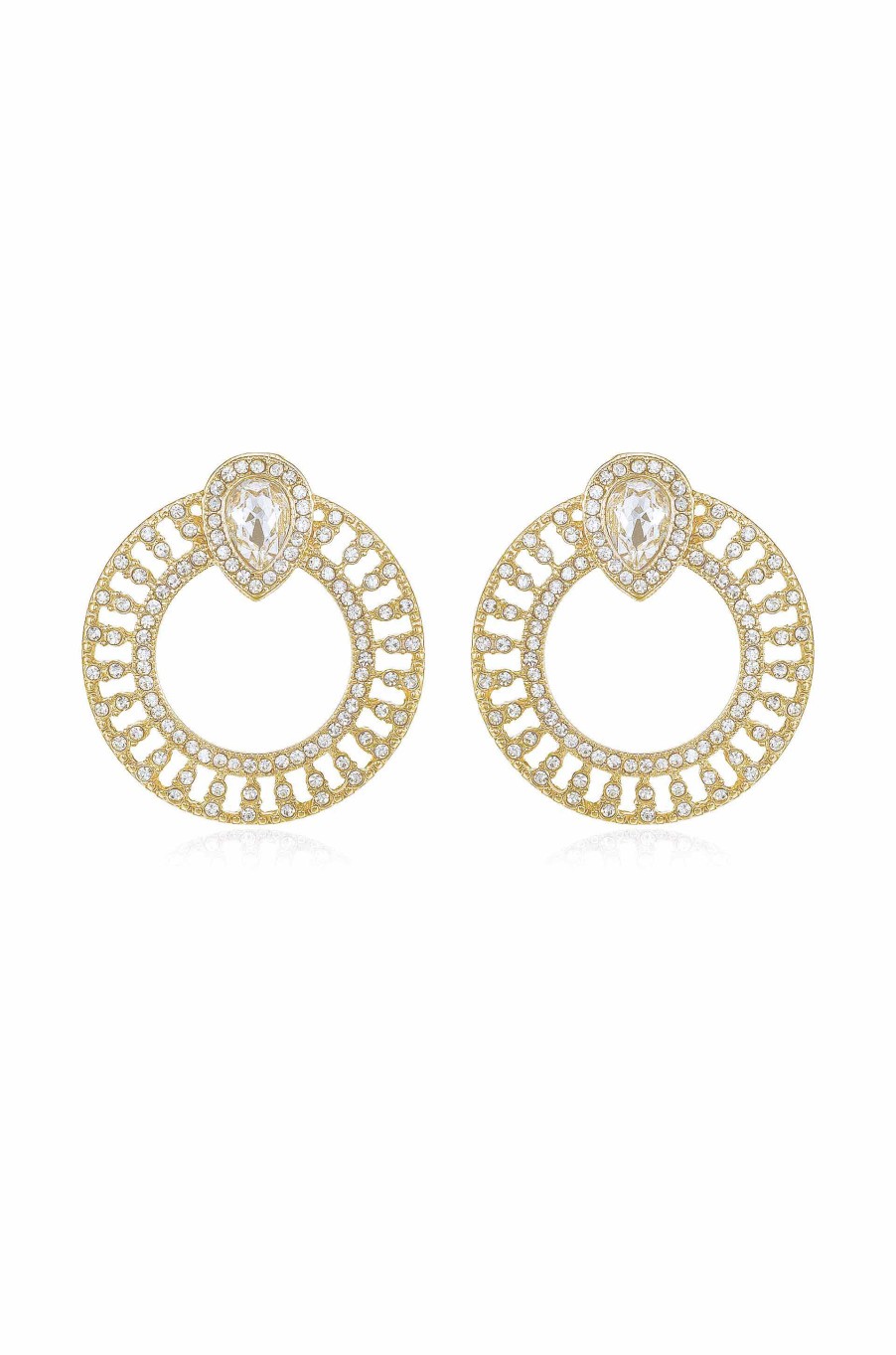 Earrings Ettika | Glitter And Shine 18K Gold Plated Circle Earrings