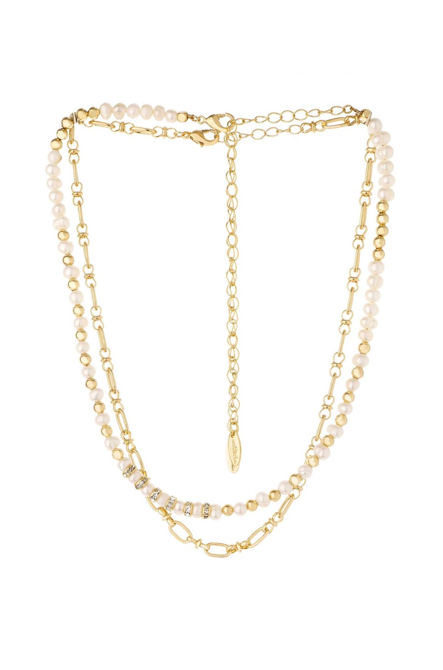 Necklaces Ettika | Pearl And Mini Links 18K Gold Plated Necklace Set