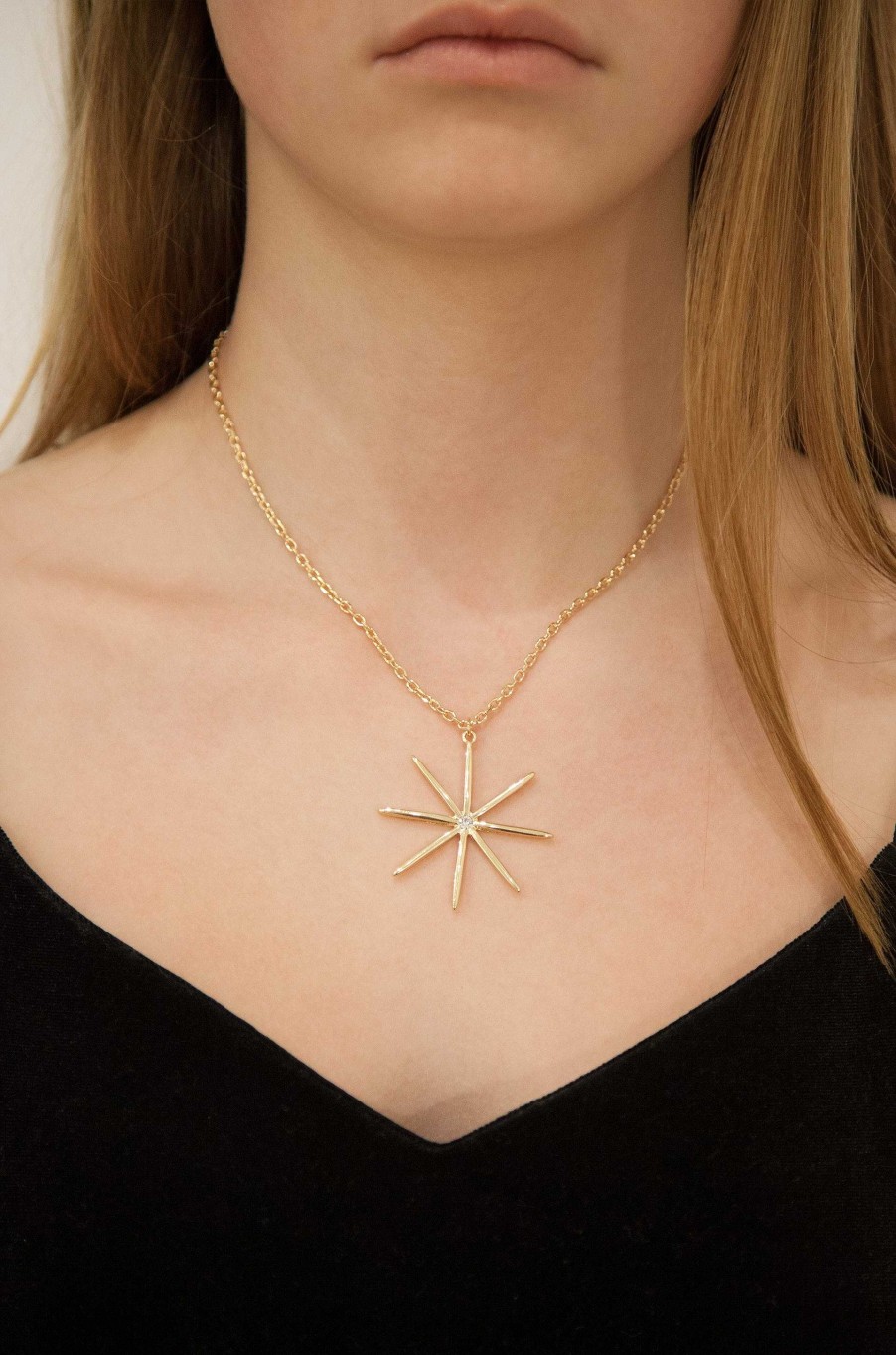 Necklaces Ettika | Golden Crystal Star Pendant Necklace