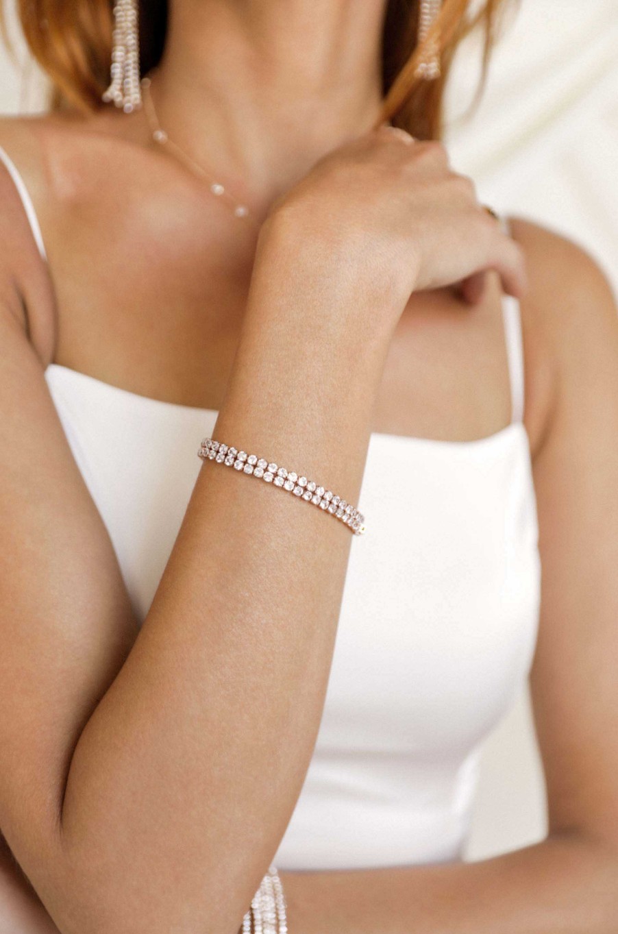 Bracelets Ettika | Crystal Double Layered 18K Gold Plated Tennis Bracelet